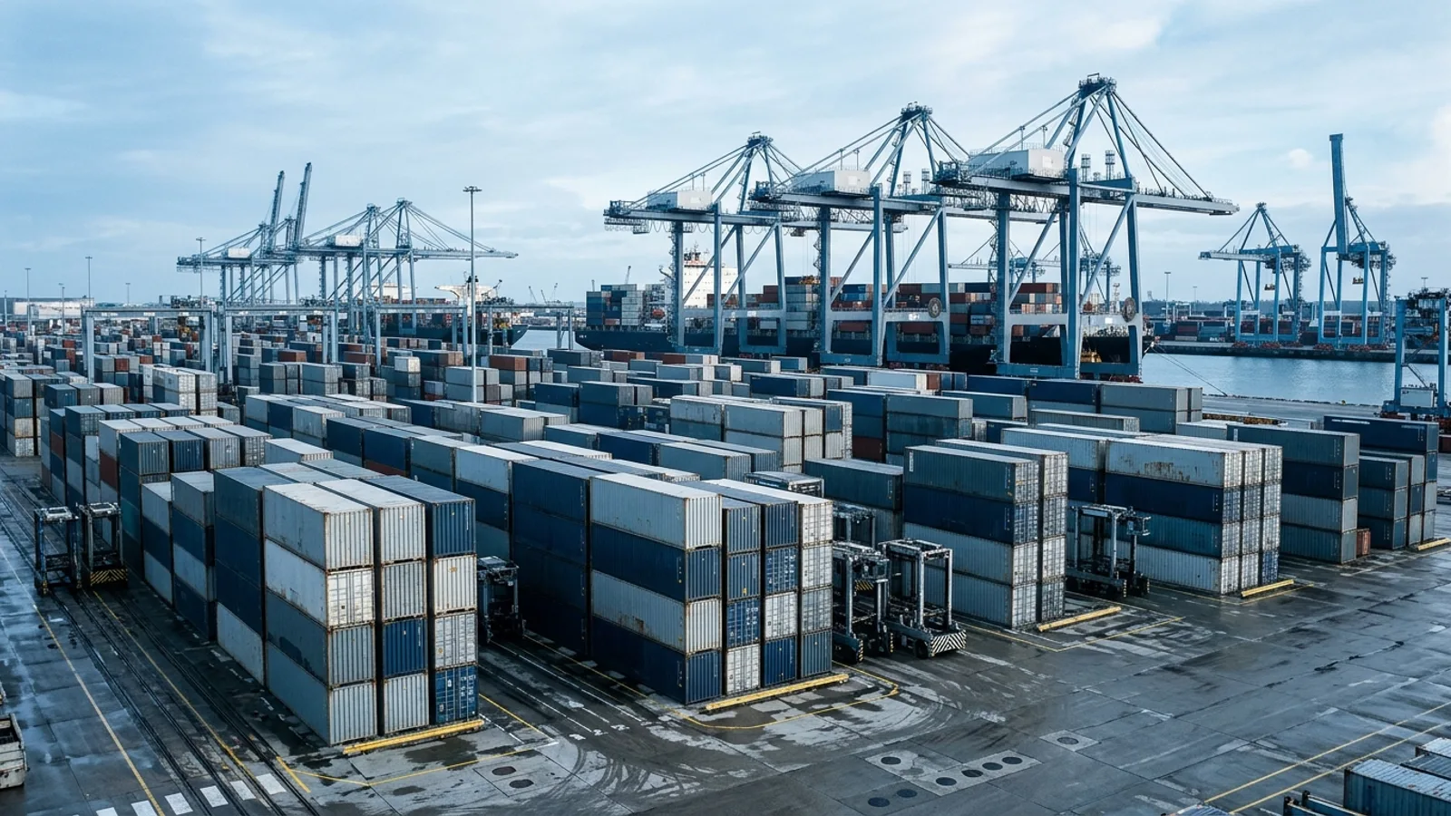 Containers stacked at a port terminal